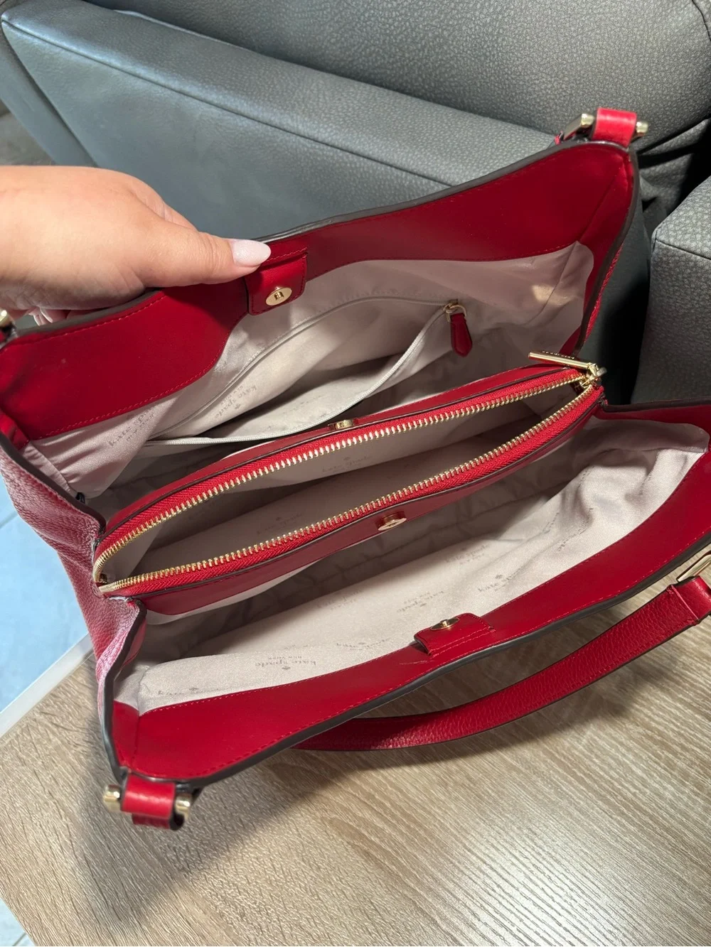 Kate Spade Large Kayla Triple Compartment Shoulder Bag in Cherry NWOT